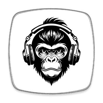 Rebellious Monkey Head DJ Grooves Underground Shirt - Square fridge magnet - white - Front