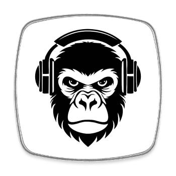 Chemise de rue rétro en vinyle à tête de singe - Magnet carré - blanc - Devant