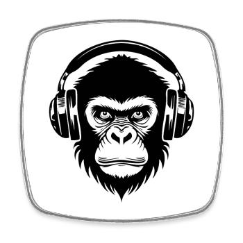 Urban Monkey Head DJ Grooves Chemise streetwear - Magnet carré - blanc - Devant