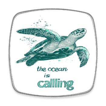 The Ocean Is Calling - Sea Animal Turtle - Square fridge magnet - white - Front