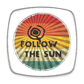 Autocollant rétro Follow the Sun - Magnet carré - blanc - Devant