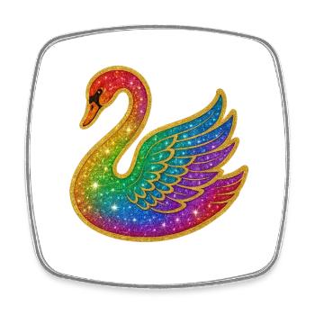 Regenbogen Glitzer Schwan - Viereckiger Kühlschrankmagnet - Weiß - Vorne