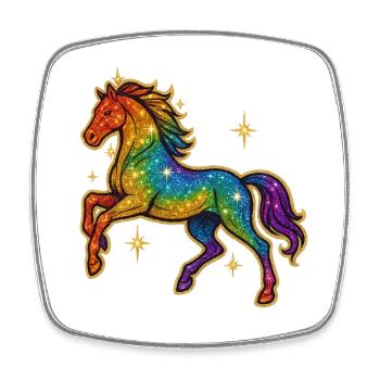 Rainbow Horse | Unicorn Glitter Dream - Square fridge magnet - white - Front