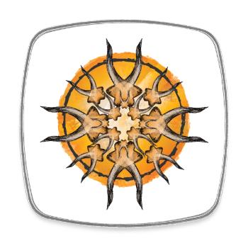 Sonnenstern Mandala Radial - Viereckiger Kühlschrankmagnet - Weiß - Vorne