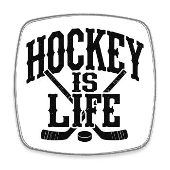 Hockey is Life - Eishockey Spruch - Magnet carré - blanc - Devant