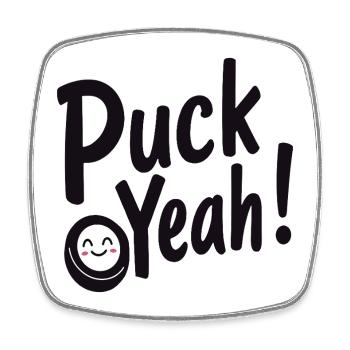 Puck Yeah Hockey Humor - Viereckiger Kühlschrankmagnet - Weiß - Vorne