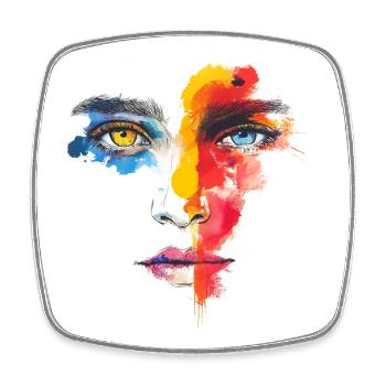 Portrait en couleur Portrait réduit à l’essentiel - Magnet carré - blanc - Devant