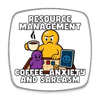 Ressourcenmanagement: Kaffee & Angst - Viereckiger Kühlschrankmagnet - Weiß - Vorne