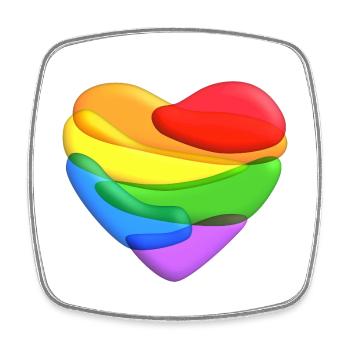 Regenbogen Herz - Viereckiger Kühlschrankmagnet - Weiß - Vorne