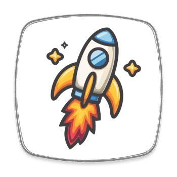 Conception de dessin animé de lancement de fusée - Magnet carré - blanc - Devant