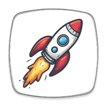 Cartoon Rocket Lightning Force - Square fridge magnet - white - Front