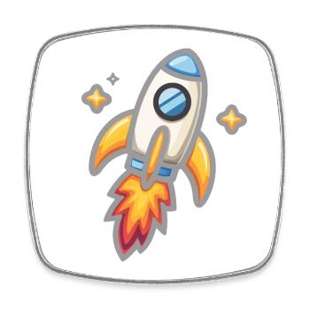 Cartoon Rakete im Neon Stil - Viereckiger Kühlschrankmagnet - Weiß - Vorne