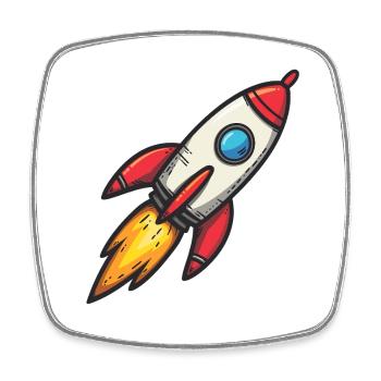 Cartoon Rocket Firestorm - Square fridge magnet - white - Front