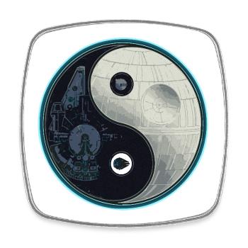 Millenium_falcon_and_death_star_Yin_Yang - Magnet carré - blanc - Devant