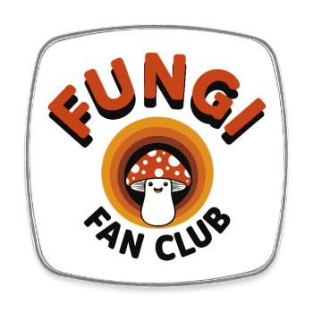 Fungi Fan Club Champignon Rétro Dicton - Magnet carré - blanc - Devant