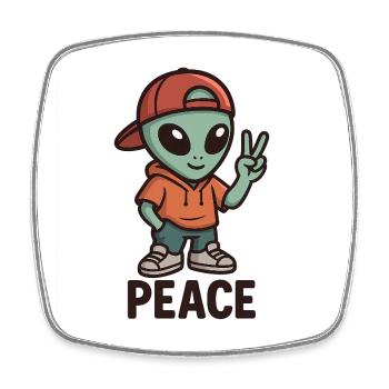 Alien Peace Sign Streetwear - Viereckiger Kühlschrankmagnet - Weiß - Vorne