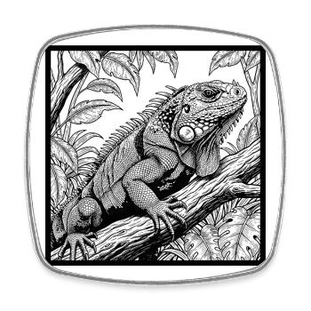 Iguana in the jungle ! - Square fridge magnet - white - Front