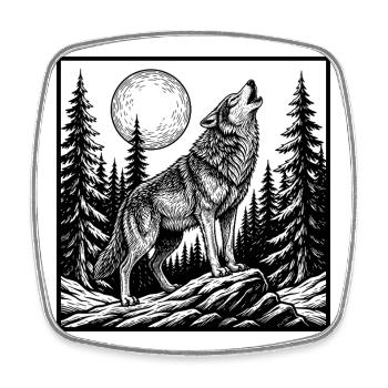 loup hurlant - Magnet carré - blanc - Devant