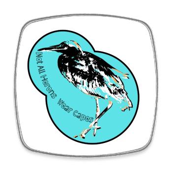 Nicht alle Helden Reiher tragen Umhänge Lustiges Vogel-Wortspiel - Viereckiger Kühlschrankmagnet - Weiß - Vorne