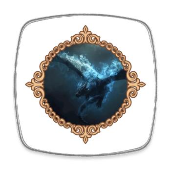 Dragon in crystal frame - Square fridge magnet - white - Front