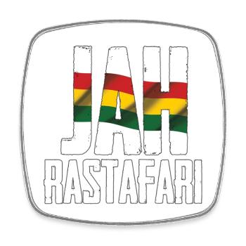 Lettrage Jah Rastafari aux couleurs du drapeau - Magnet carré - blanc - Devant