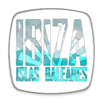 Balearic Islands Landscape Logo Ibiza - Square fridge magnet - white - Front