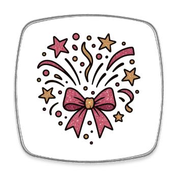 Glitter Fireworks Bow - Square fridge magnet - white - Front