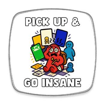 Pick Up & Go Wahnsinn - Viereckiger Kühlschrankmagnet - Weiß - Vorne