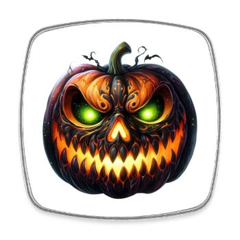 Neon Ember Pumpkin Face - Square fridge magnet - white - Front