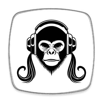 Chemise monochrome Monkey Head Contour Art Edition - Magnet carré - blanc - Devant