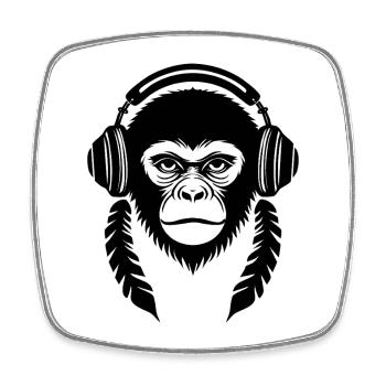 Digital Monkey Head Cyber Edition Shirt - Square fridge magnet - white - Front