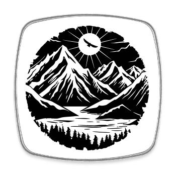Mountain Landscape Silhouette - Square fridge magnet - white - Front