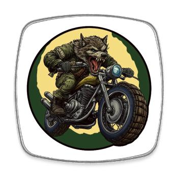 Werwolf-Biker unter Mondschein - Viereckiger Kühlschrankmagnet - Weiß - Vorne