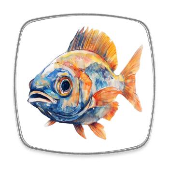 Watercolor Fish Color Explosion - Square fridge magnet - white - Front