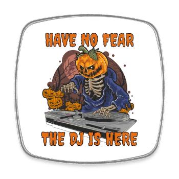 Halloween DJ Kürbis Skelett Lustiger Spruch - Viereckiger Kühlschrankmagnet - Weiß - Vorne