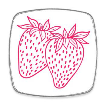 Strawberry neon - Square fridge magnet - white - Front