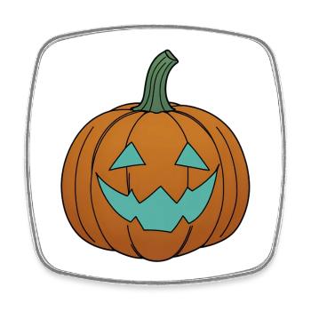 Pumpkin face in teal look - Square fridge magnet - white - Front