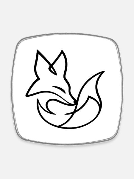 One_Line_Fuchs - Magnet carré - blanc
