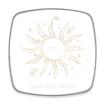 Golden Fine Line Sun 777 – Good Luck Awaits - Square fridge magnet - white - Front