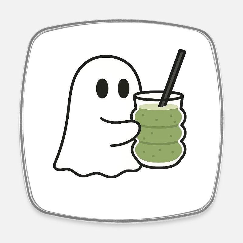 Süßer Geist mit Matcha Latte im Trendglas - Viereckiger Kühlschrankmagnet - Weiß