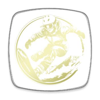 Snowboarder Silhouette - Viereckiger Kühlschrankmagnet - Weiß - Vorne