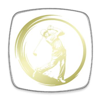 Golfer Silhouette - Viereckiger Kühlschrankmagnet - Weiß - Vorne