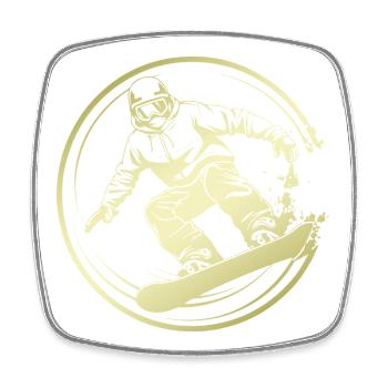 Snowboarder Silhouette - Square fridge magnet - white - Front