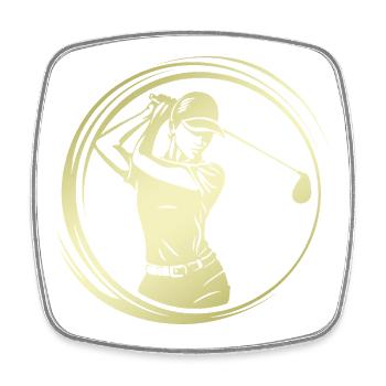 Golfer Silhouette - Viereckiger Kühlschrankmagnet - Weiß - Vorne