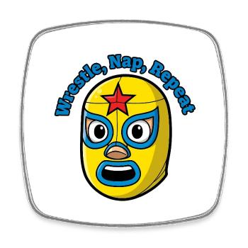 Wrestling Mask Wrestle, Nap Repeat - Square fridge magnet - white - Front