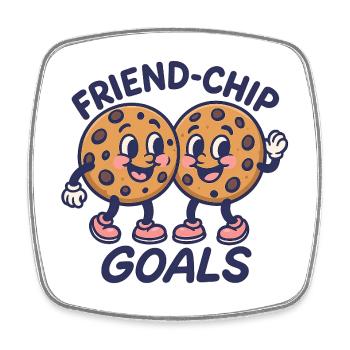 Friend-Chip Goals Keks Freunde - Viereckiger Kühlschrankmagnet - Weiß - Vorne