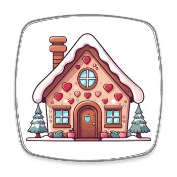Coeur Cottage Pain d’épices - Magnet carré - blanc - Devant