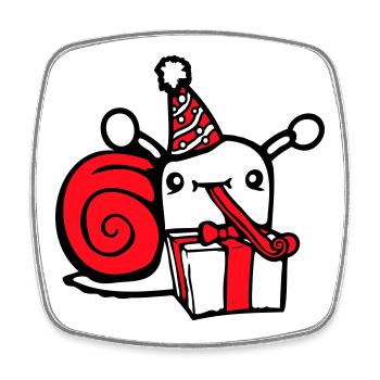 Schnecke Geburtstag feiern Party Geschenke Hut süß - Viereckiger Kühlschrankmagnet - Weiß - Vorne