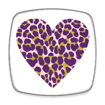 Motif cœur léopard violet - Magnet carré - blanc - Devant