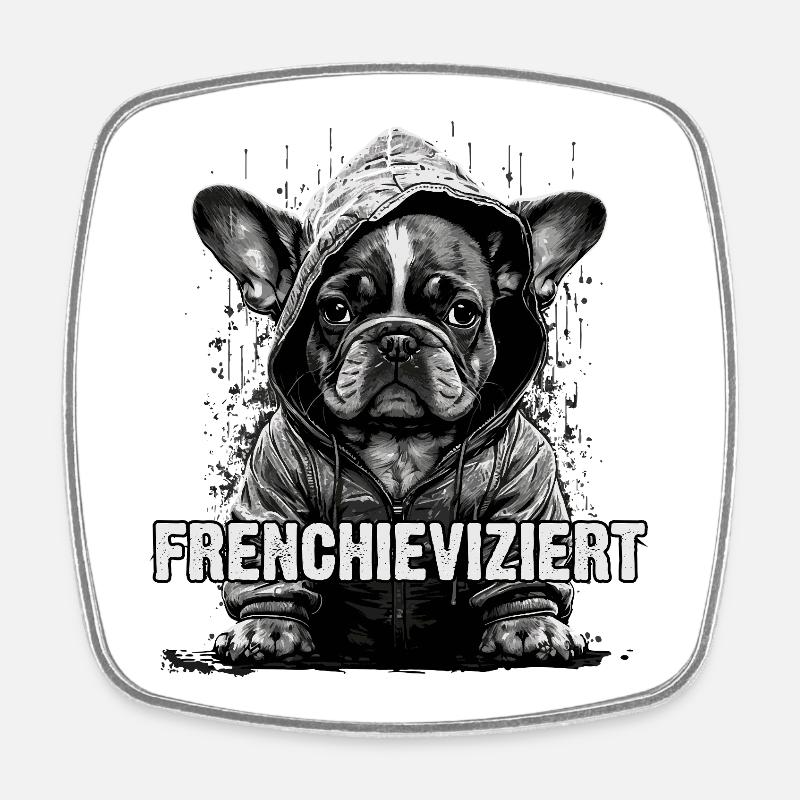 Bouledogue français cool - Magnet carré - blanc